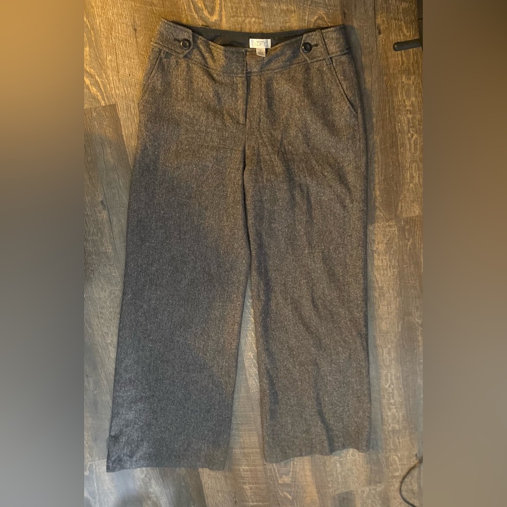 LOFT Women’s Wide Leg Brown Wool Dress Pants